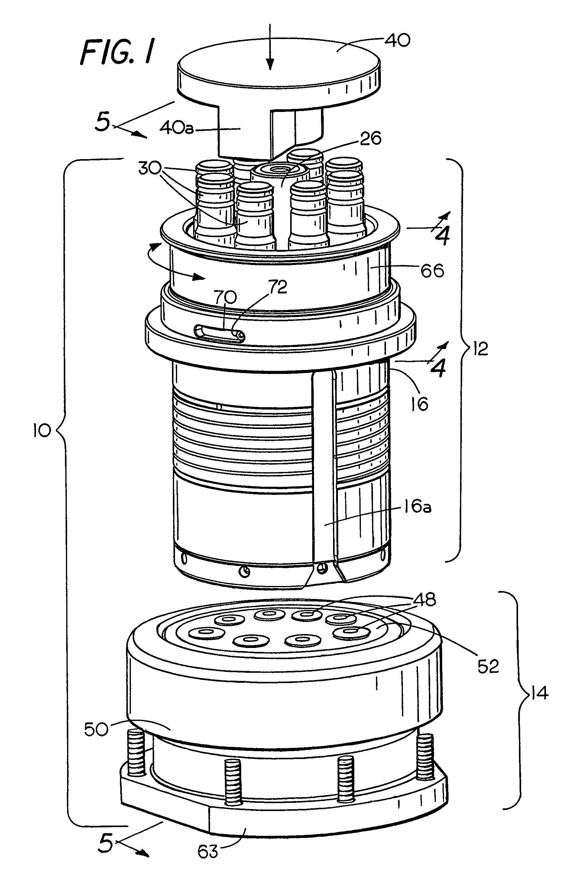 Multiple punch and die assembly providing hand disassembly, punch length adjustment and replacement