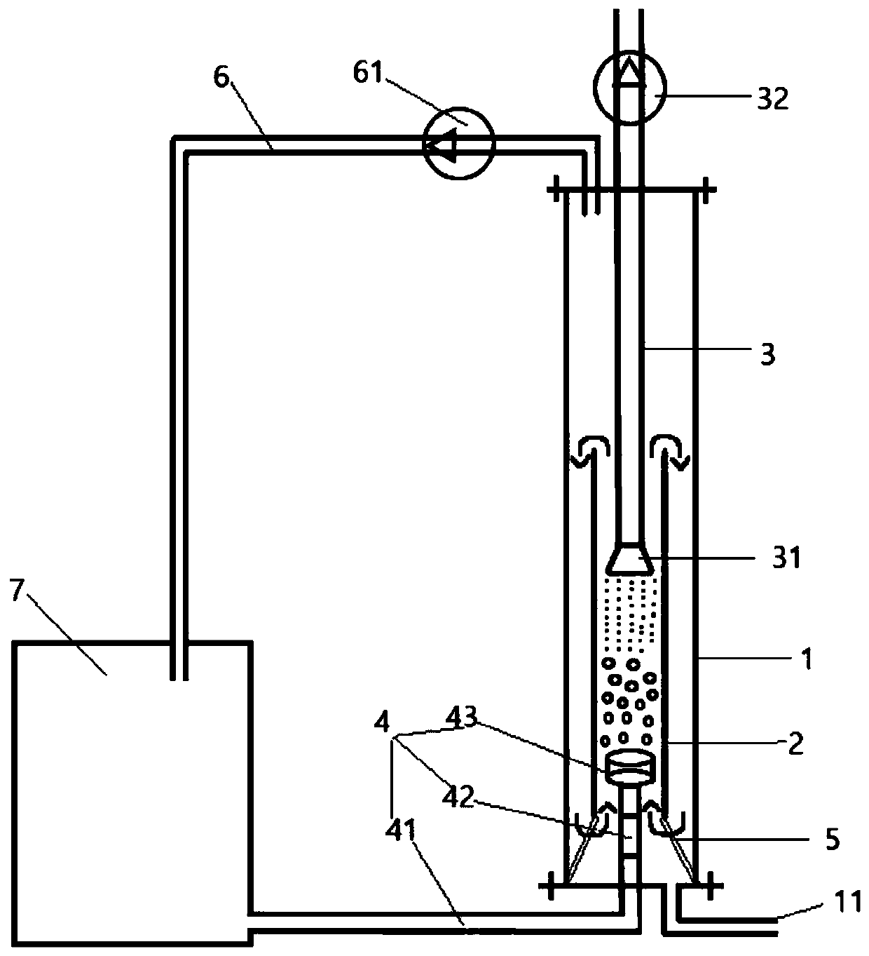 Carbon sequestration and supplementation reactor for gas circulation type microalgae cultivation