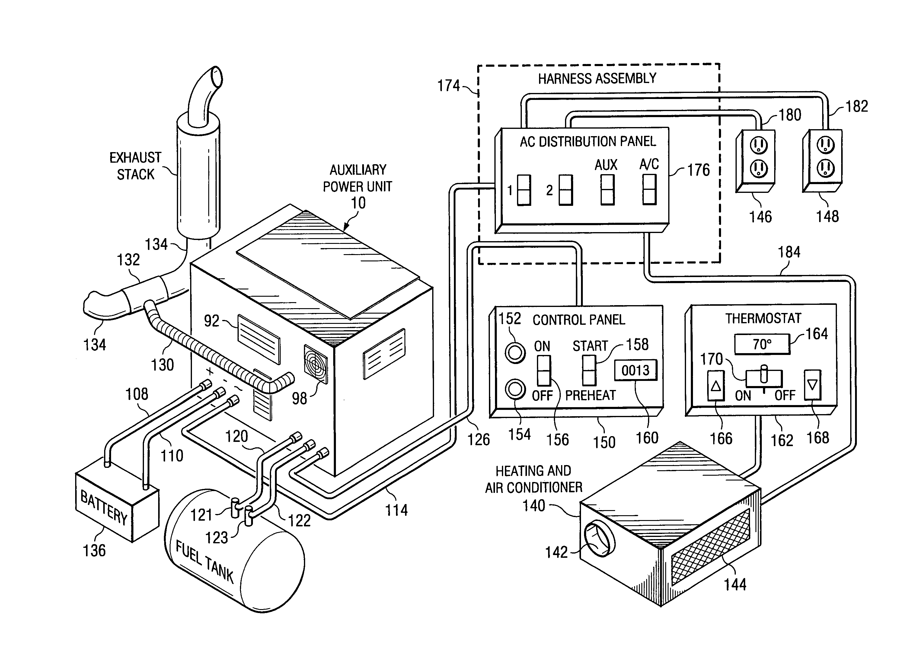 Auxiliary heating and air conditioning unit for a diesel powered transport vehicle