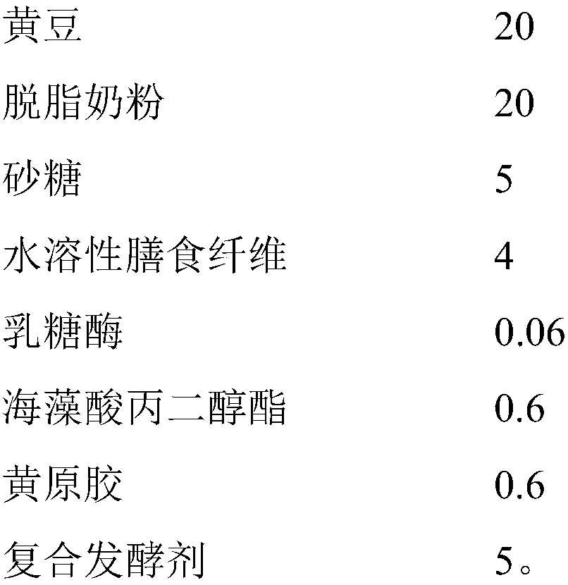 Low-lactose soybean-milk-flavored yoghourt and preparation method thereof