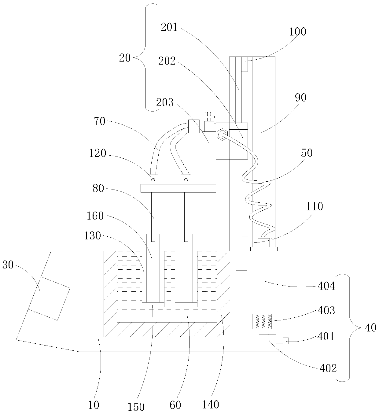 Novel automatic lifting nitrogen blowing instrument