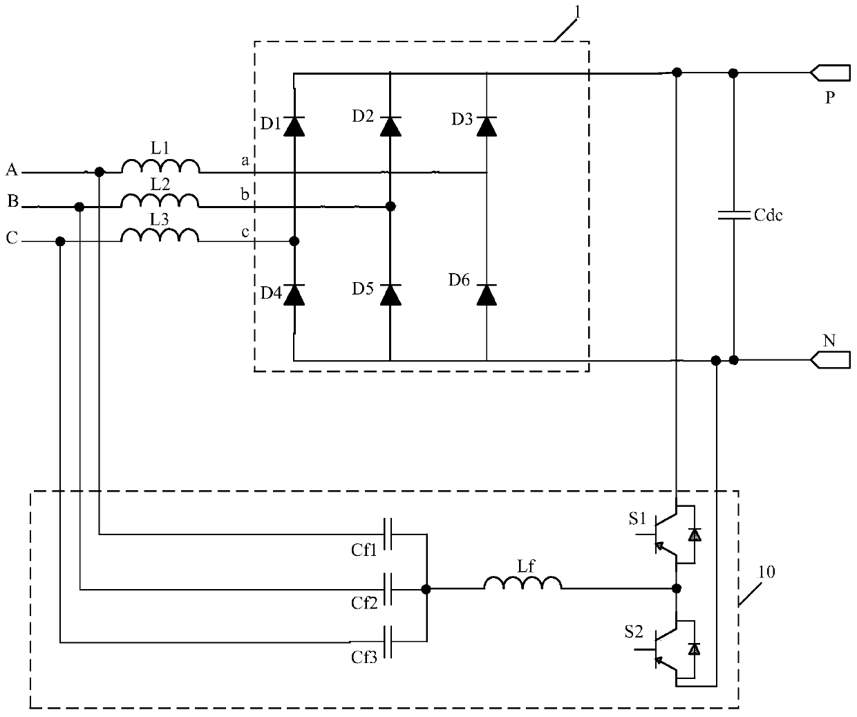 Harmonic current compensation device for rectifier