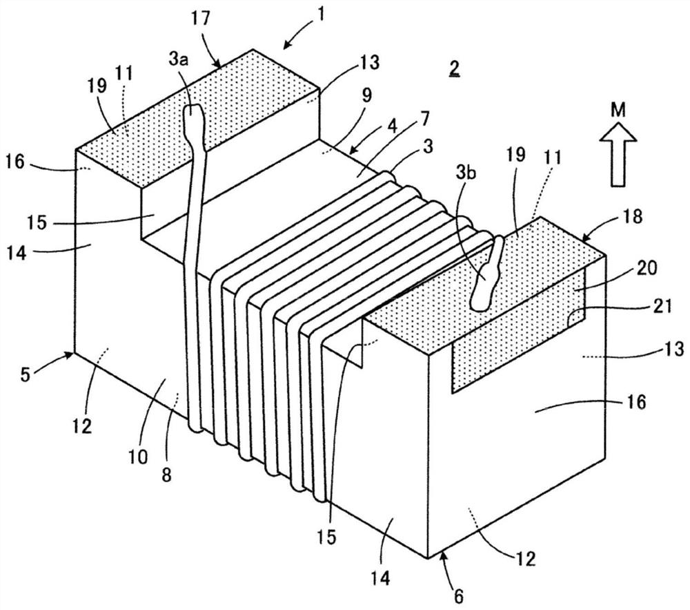 Core for winding, method for producing the same, and electronic component with winding