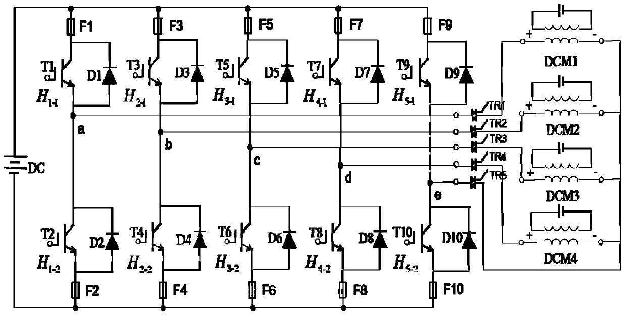 Four-direct-current-motor parallel current hysteresis fault-tolerant control method and control system