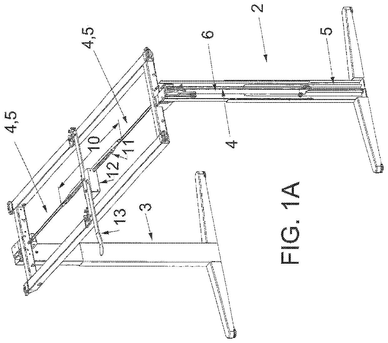 Height adjustable desk or table