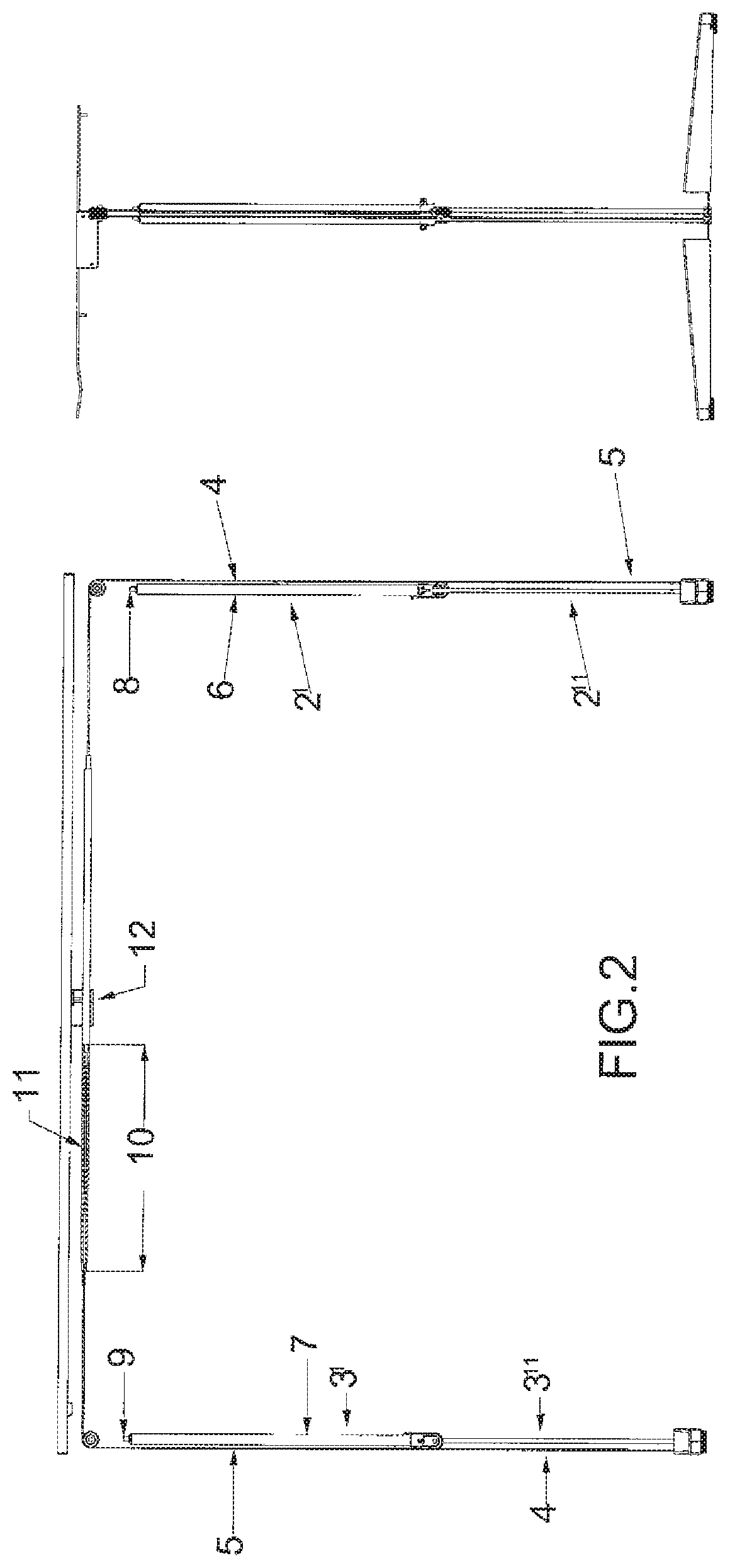 Height adjustable desk or table