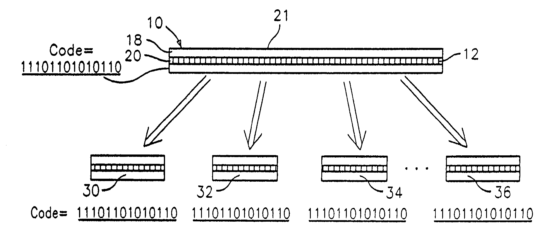 Optical identification element using separate or partially overlapped diffraction gratings