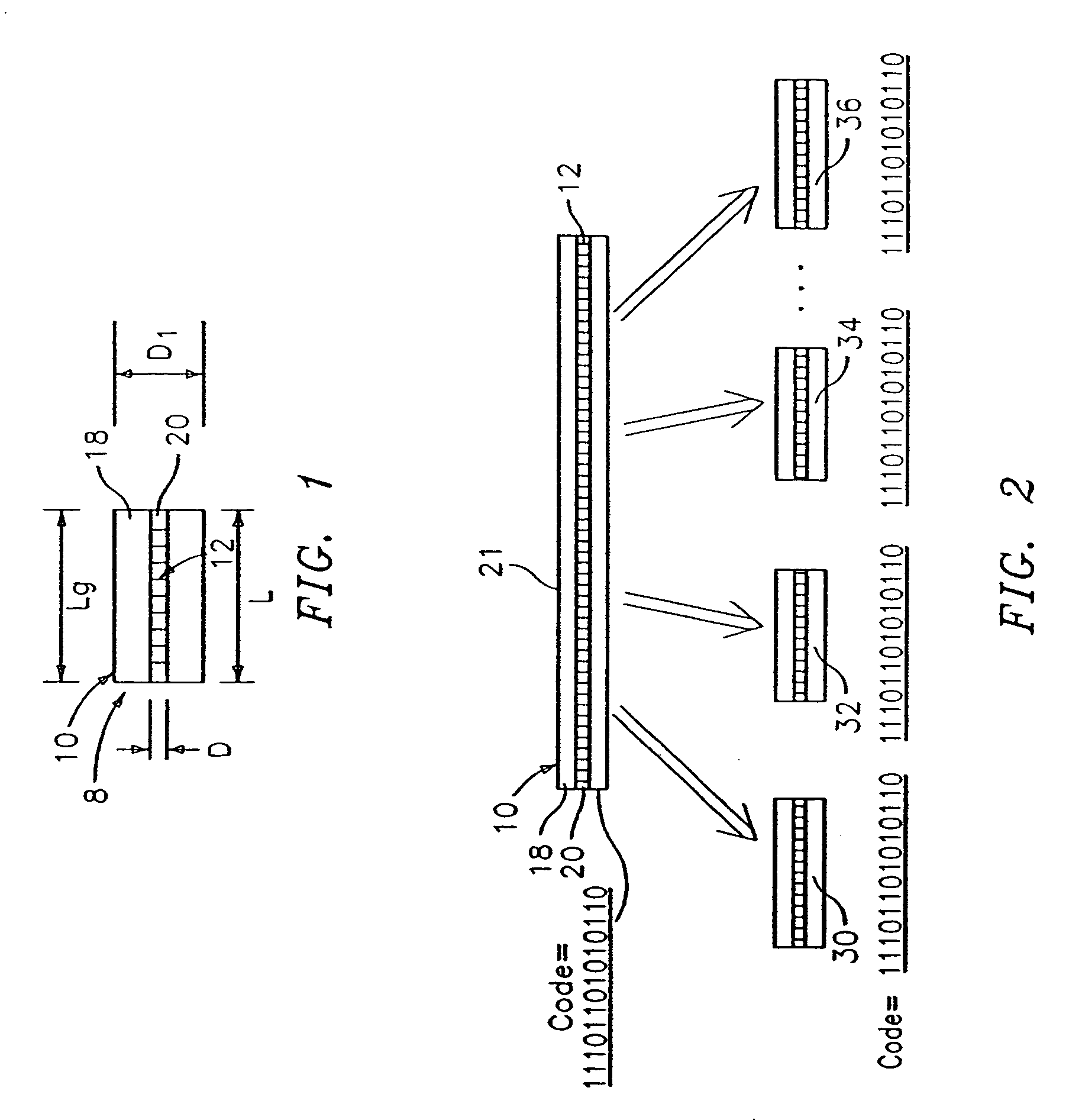 Optical identification element using separate or partially overlapped diffraction gratings