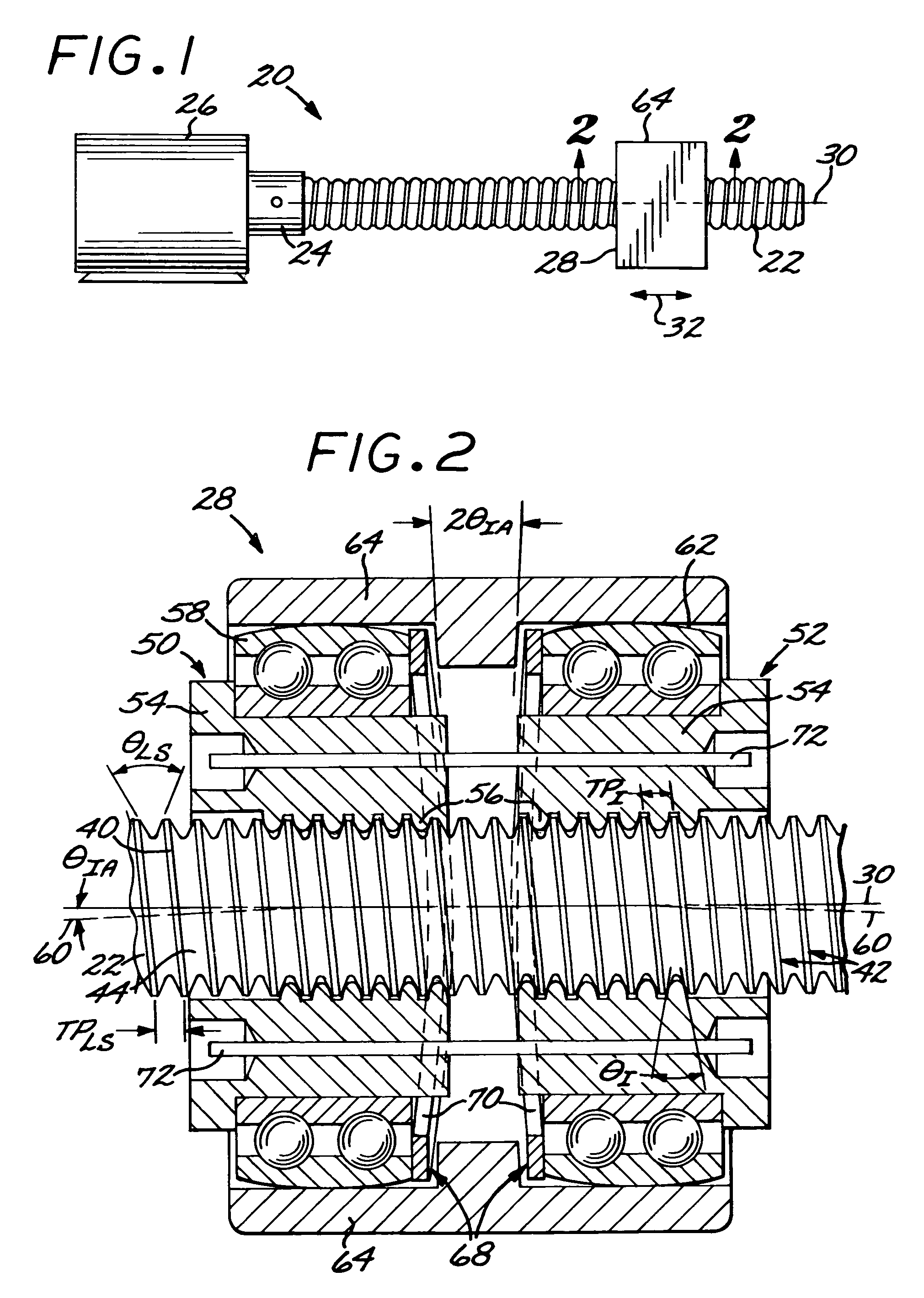 Leadscrew mechanical drive with differential leadscrew follower structure