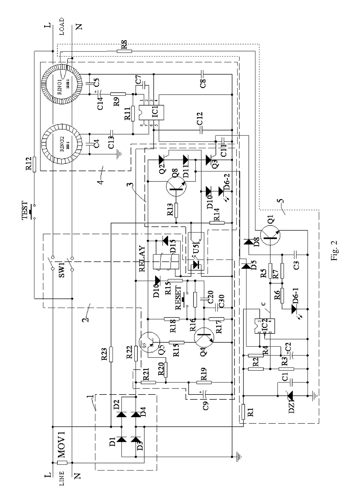 Leakage current detection device for appliances