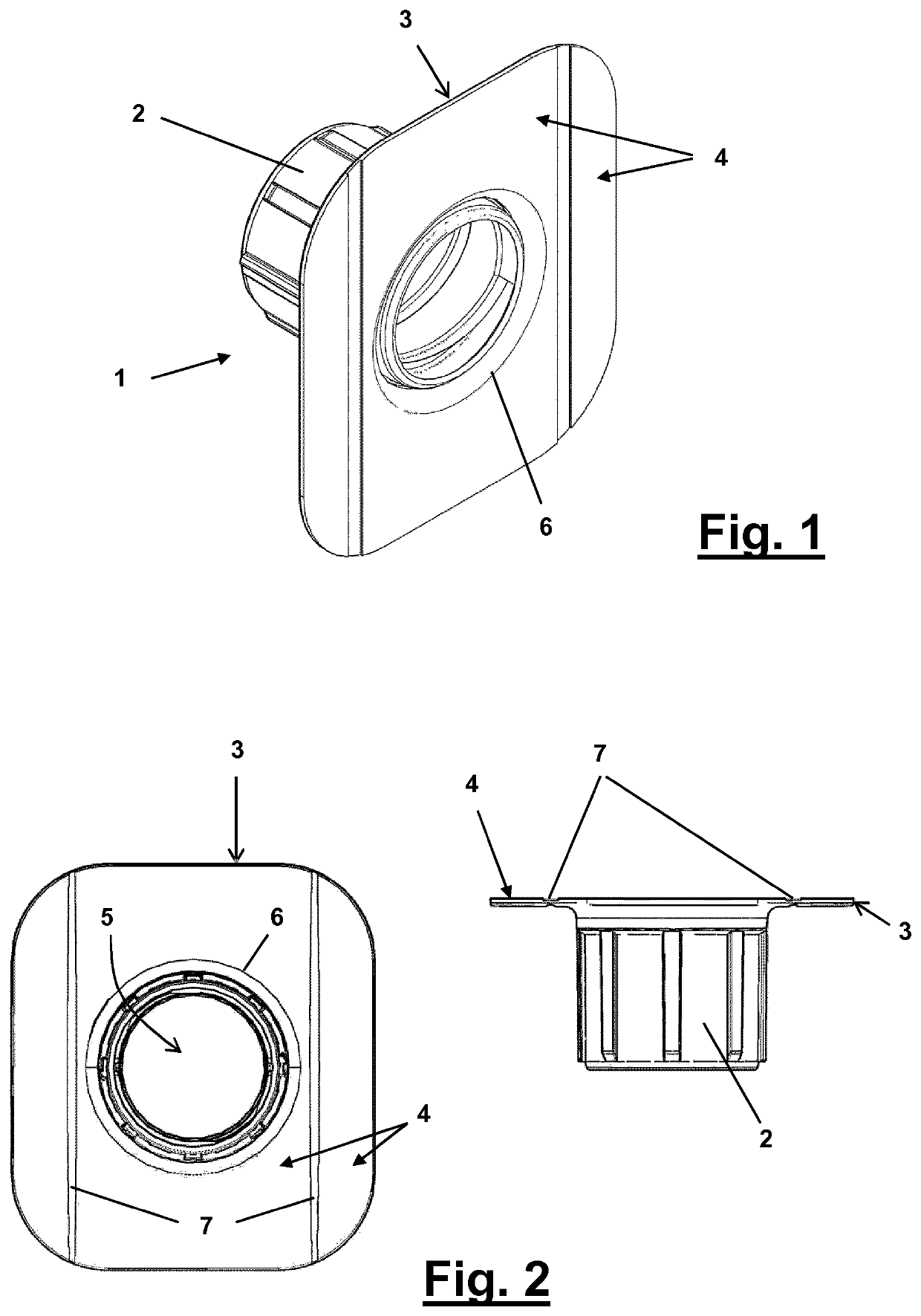 Outlet connector piece having a protruding flange