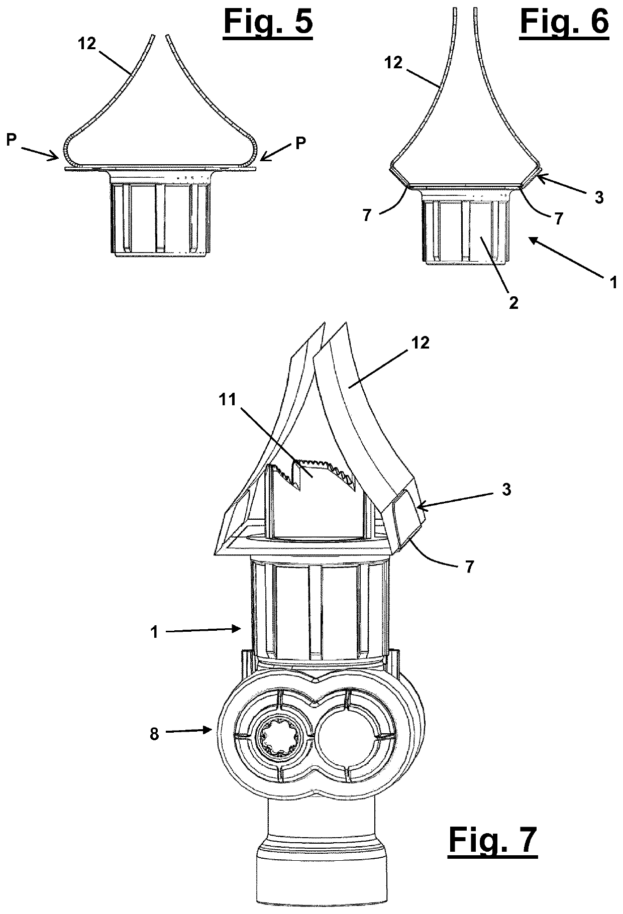 Outlet connector piece having a protruding flange