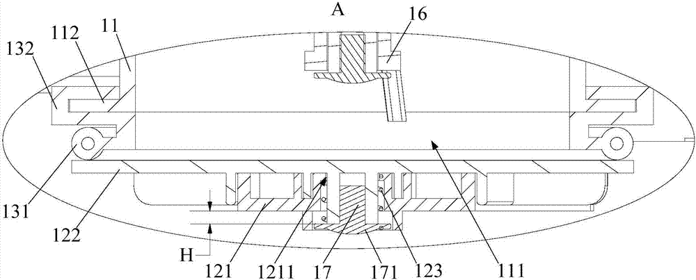 Material washing device and cooking utensil