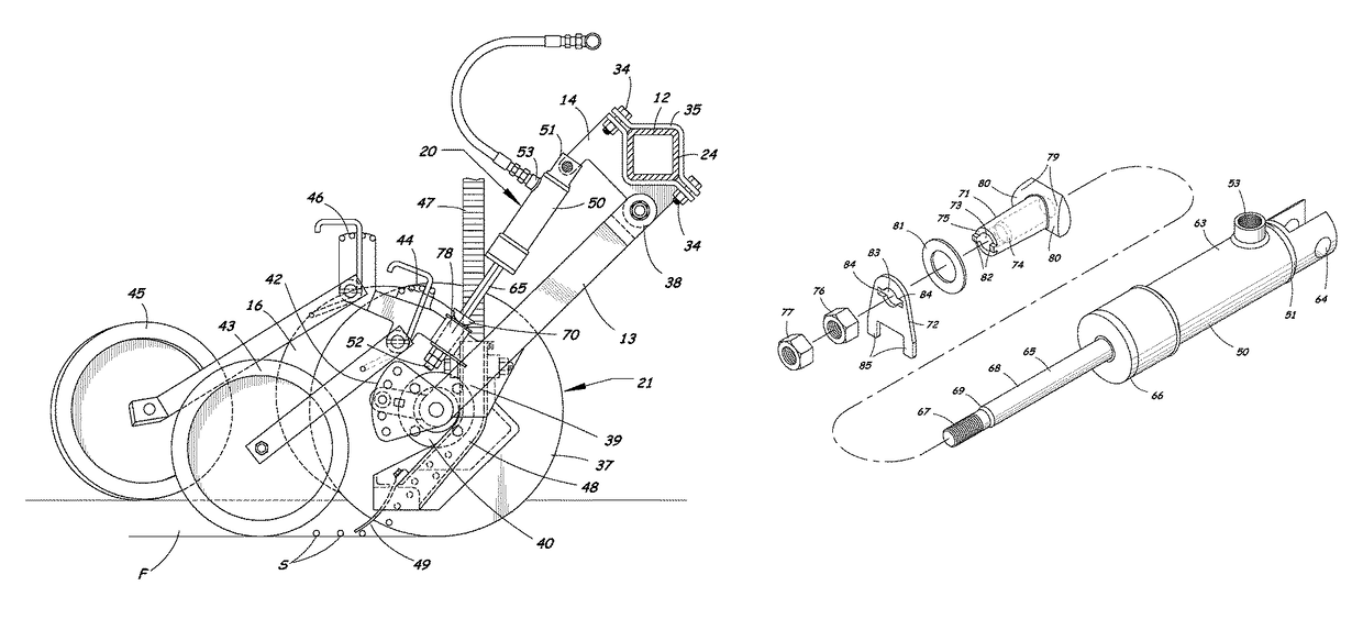 Mounting structure for down-pressure system for opener assembly of agricultural implement