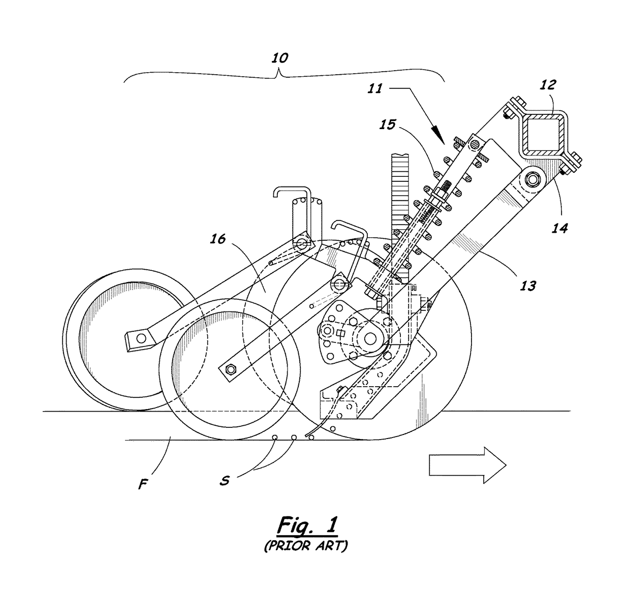 Mounting structure for down-pressure system for opener assembly of agricultural implement