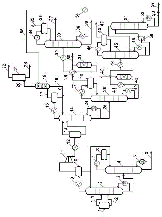 Lightweight alkene separation method reducing absorbent usage amount and device thereof