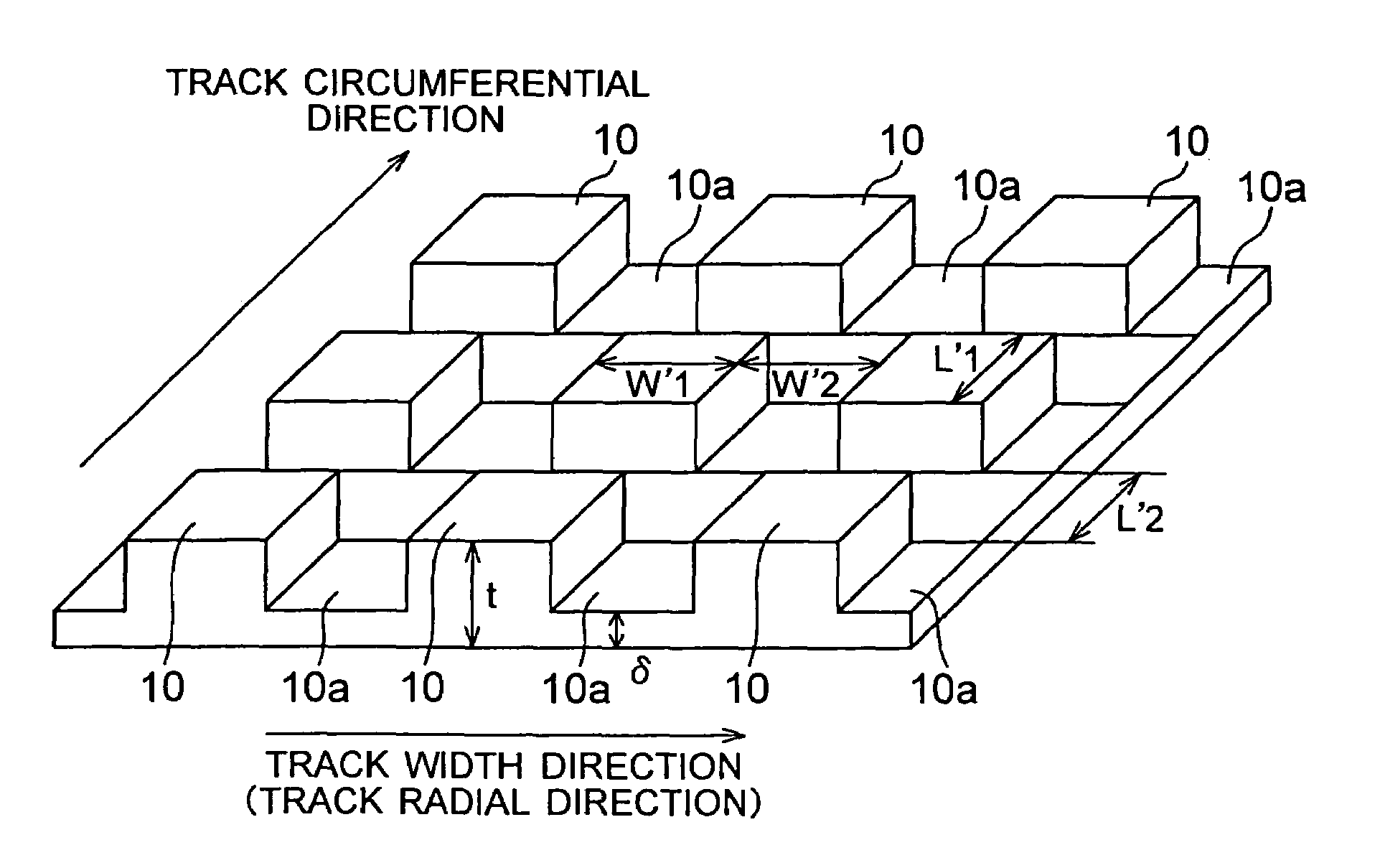 Magnetic recording and reproducing apparatus with recording layer having predetermined convex-concave pattern