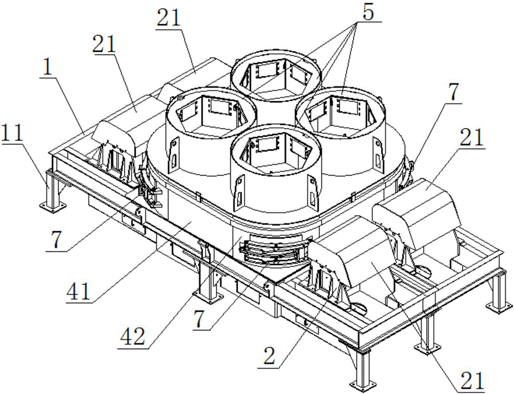 Four-rotor vertical shaft impact crusher