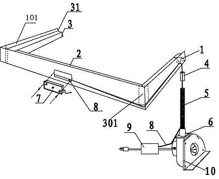 Offset type kitchen oily fume air curtain blocking device with single fan and kitchenware system