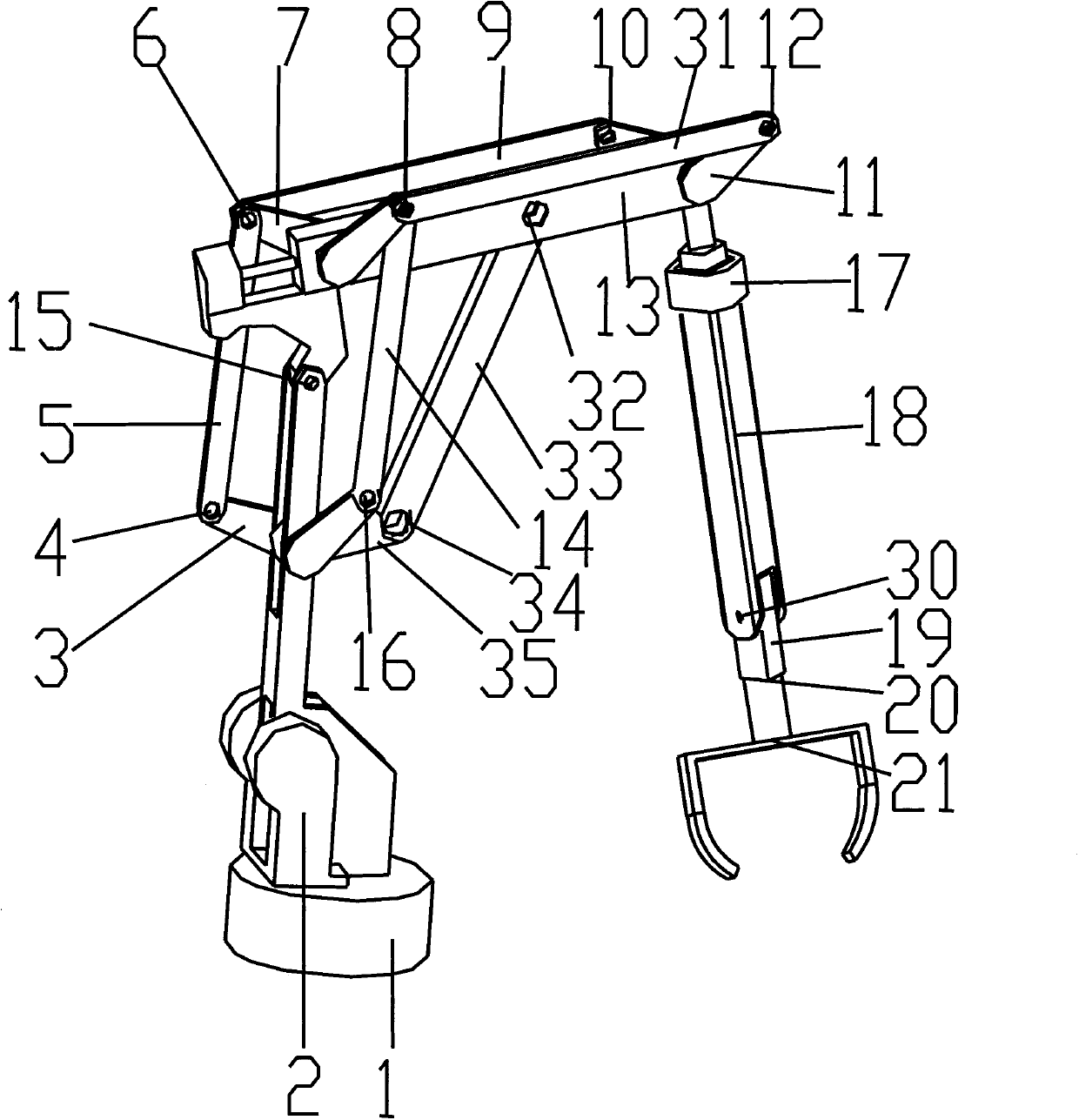 Mechanical arm with symmetrical mechanisms