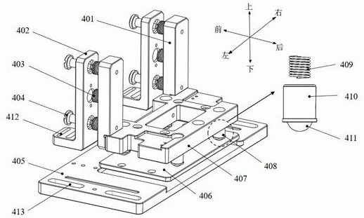 A floating connection module and a smart bracelet acoustic performance test equipment