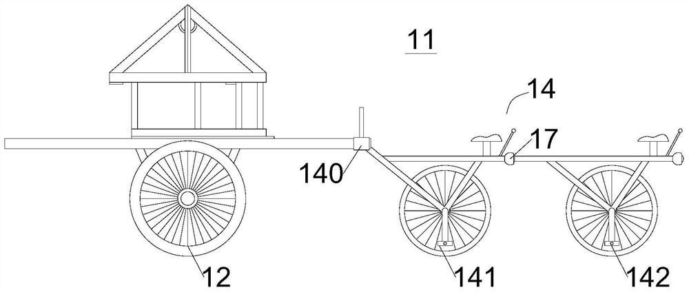 Electric pole transport vehicle and electric pole transport device