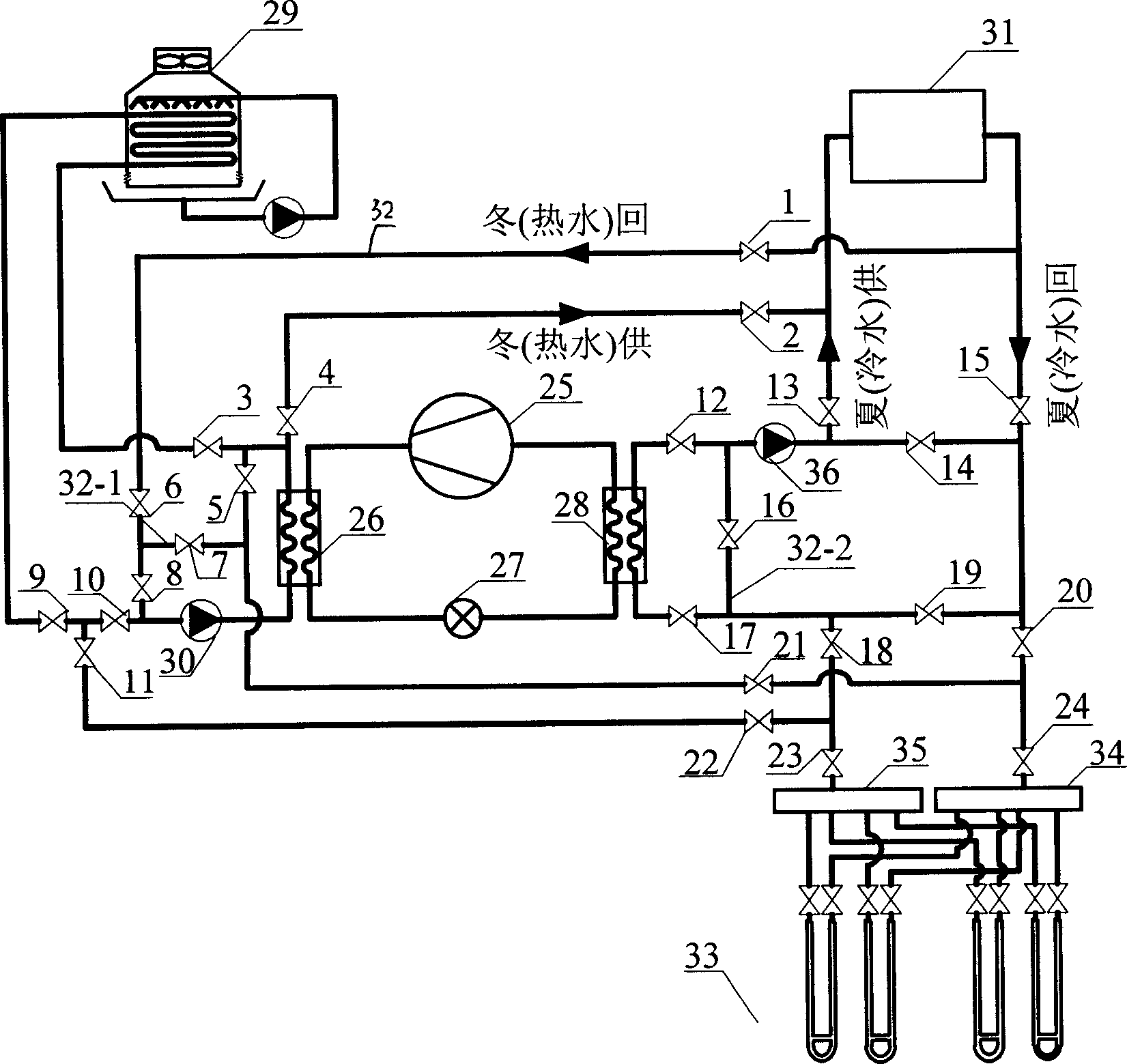 Soil cold-storage and coupled integrating system of hot pump