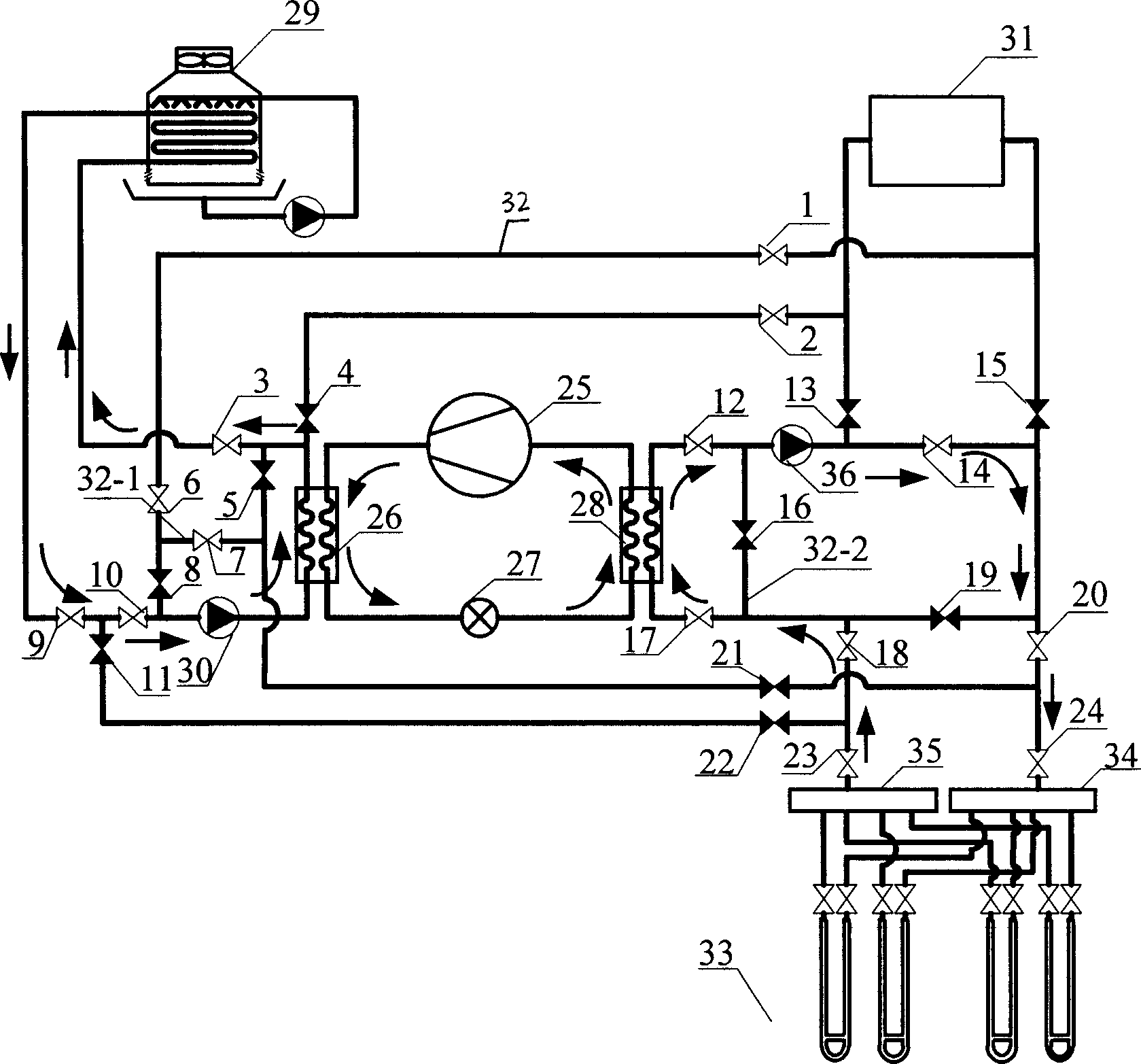 Soil cold-storage and coupled integrating system of hot pump