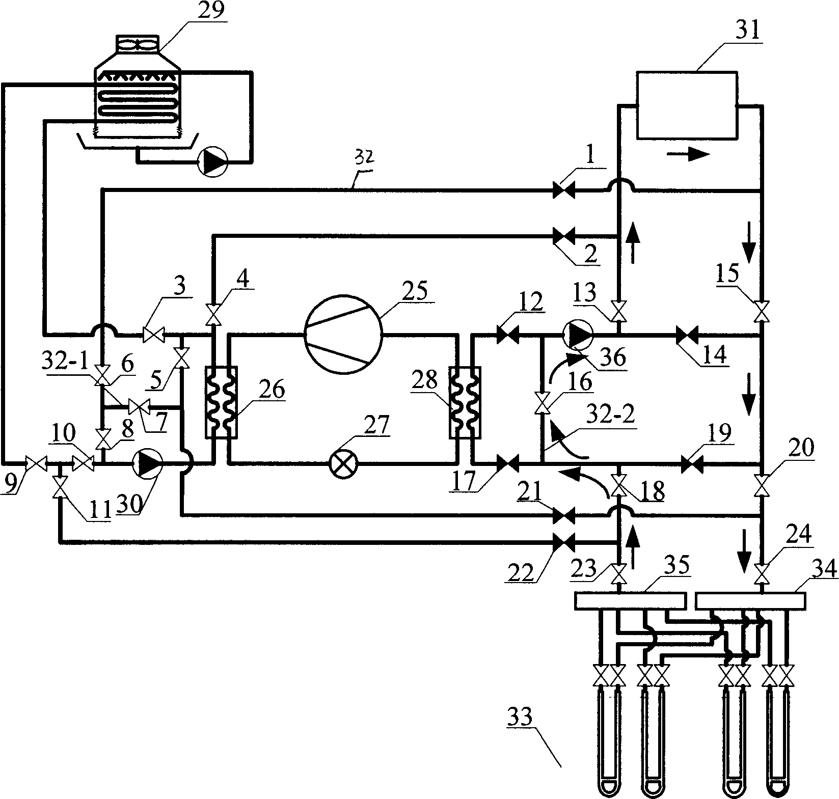 Soil cold-storage and coupled integrating system of hot pump