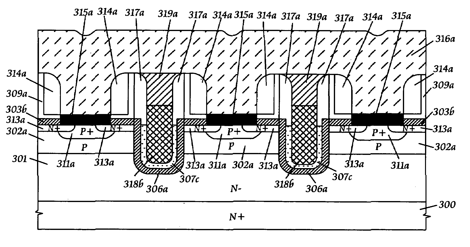 Self-aligned trench DMOS transistor structure and its manufacturing methods