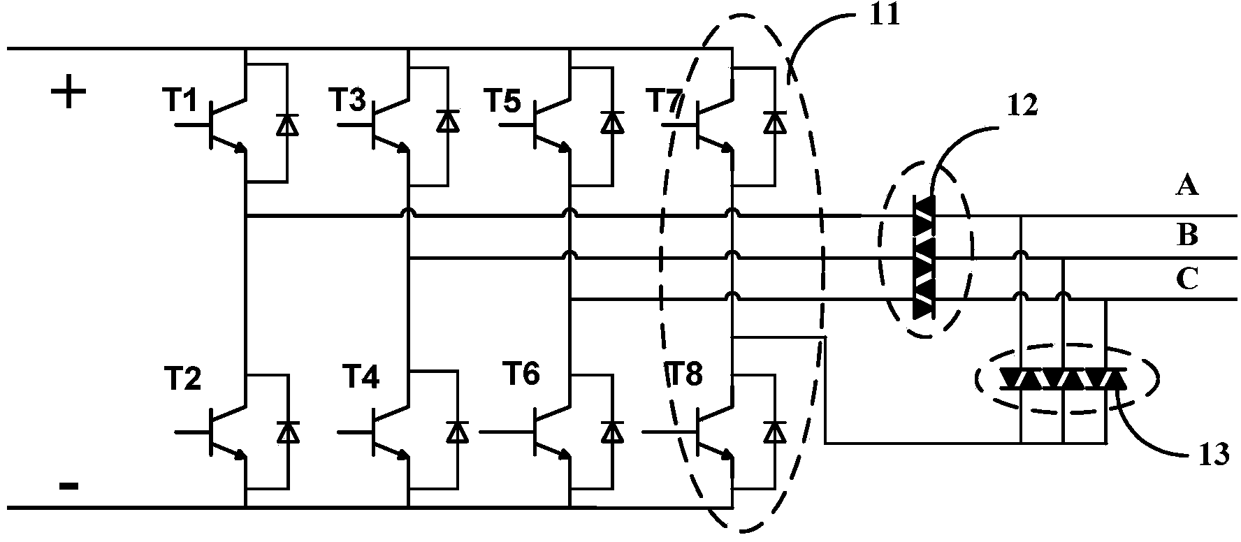 Open-circuit fault detection method for three-phase inverter with phase-redundant fault-tolerant structure