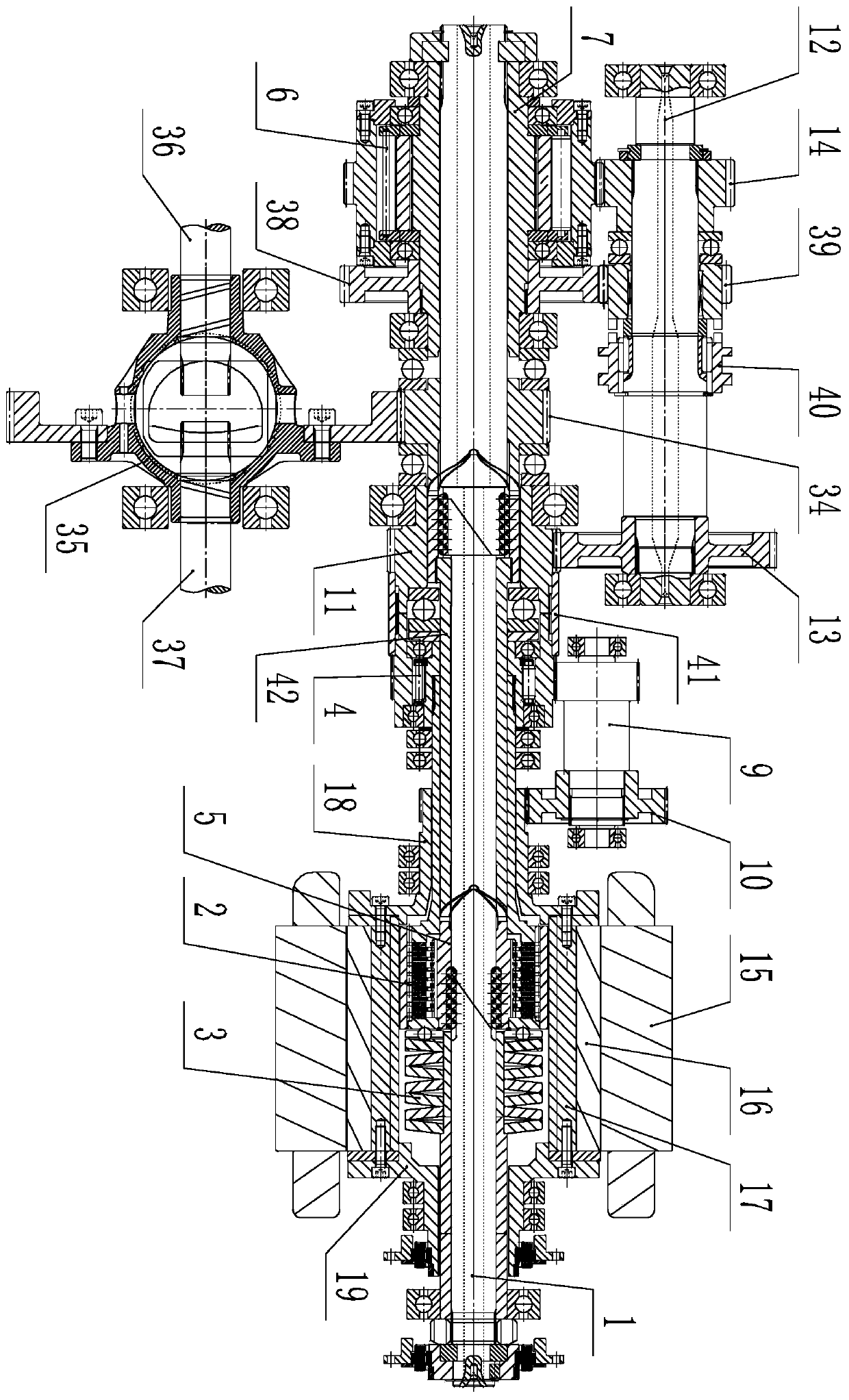 Double-helix double-overrunning integrated intelligent adaptive electric driving front drive system