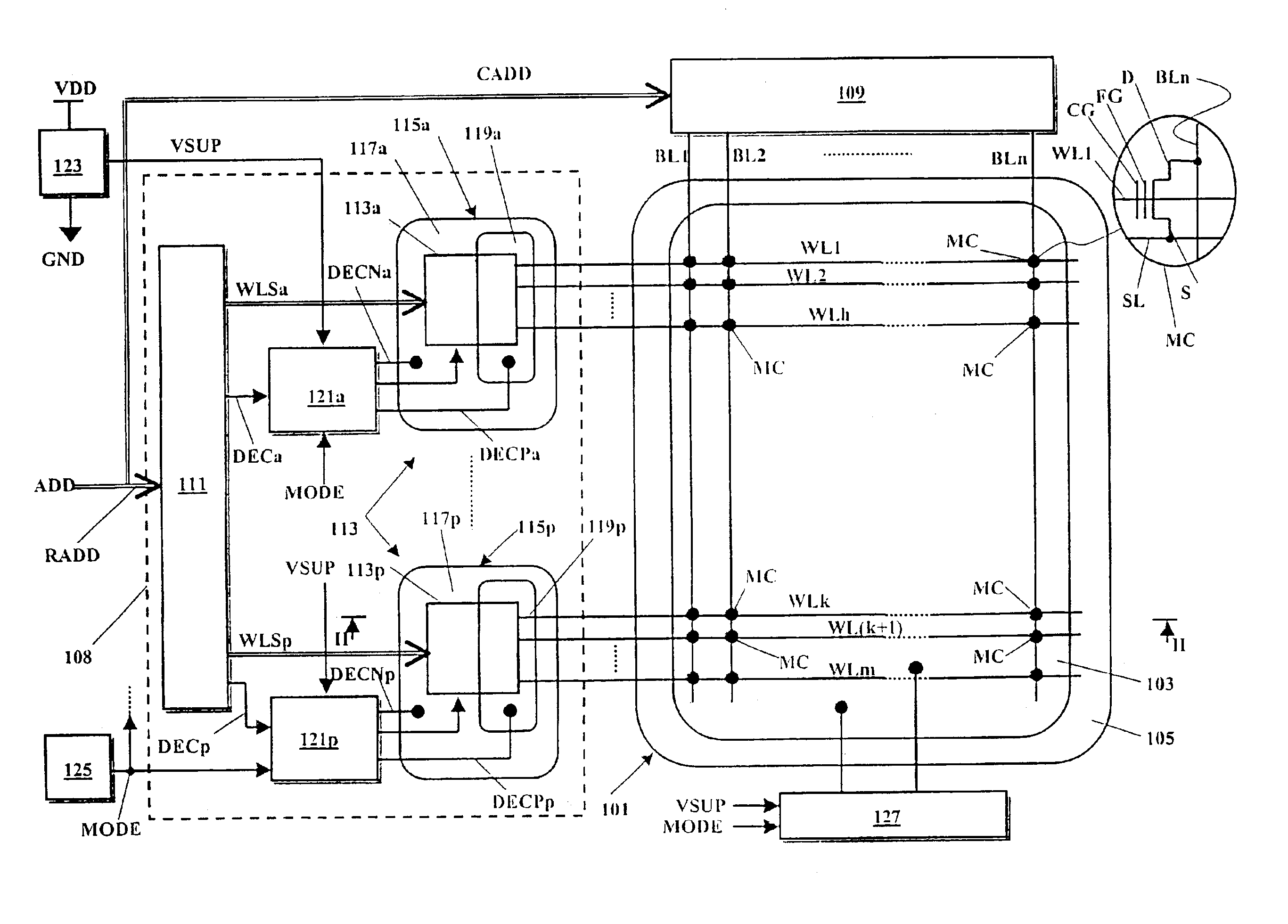 Word line selector for a semiconductor memory