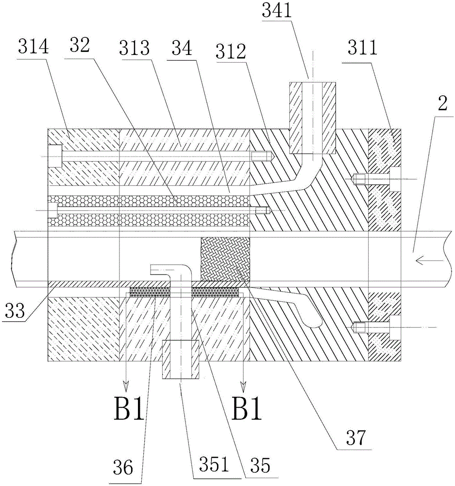 Extrusion die for composite sheet material formed by co-extrusion molding of metal section material and wood plastic