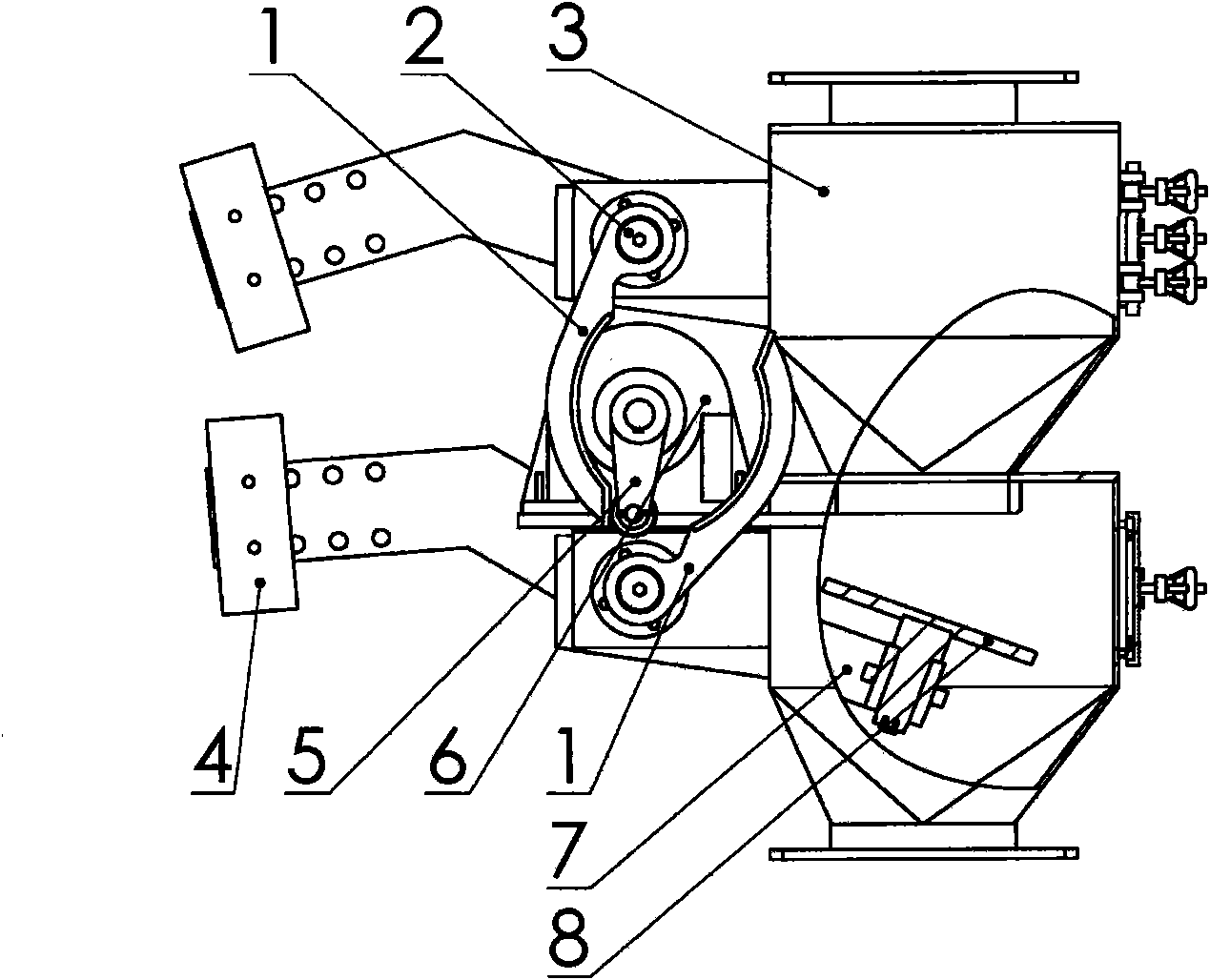 Swinging-rod device for double-layer ash-discharging valve