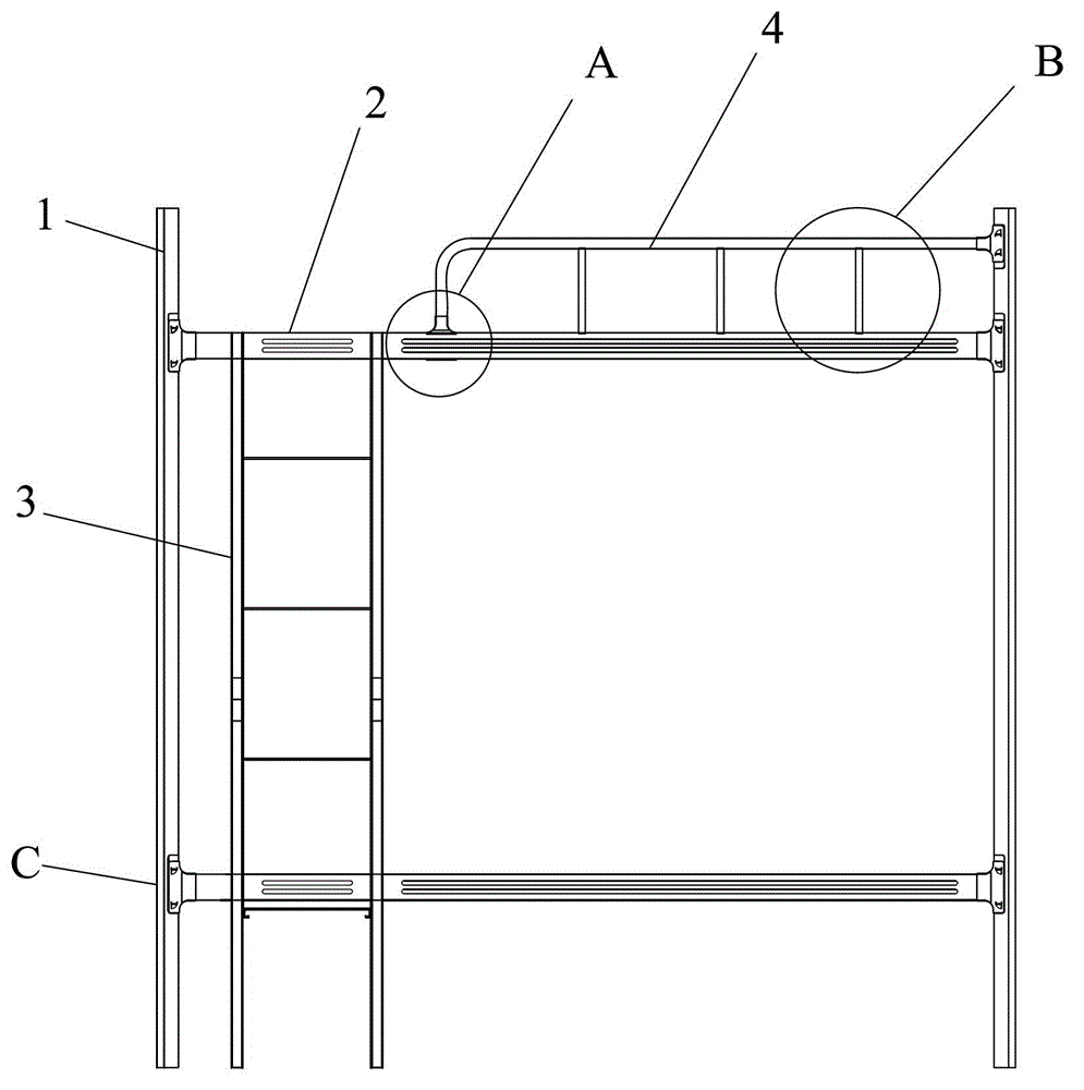 Double-decker bed based on plug-in type guardrail