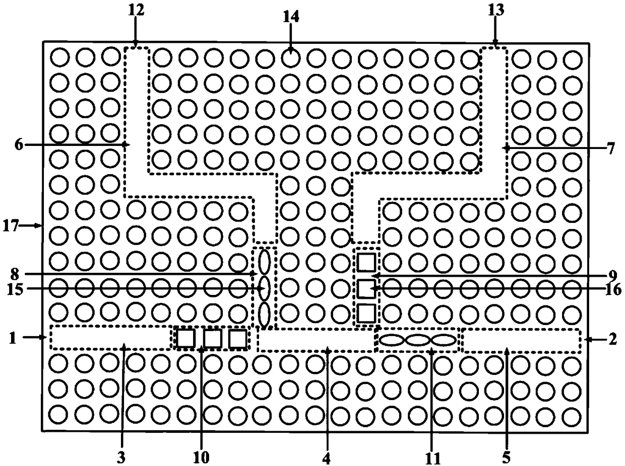 Terahertz wave polarizing beam splitter with silicon hole array structure