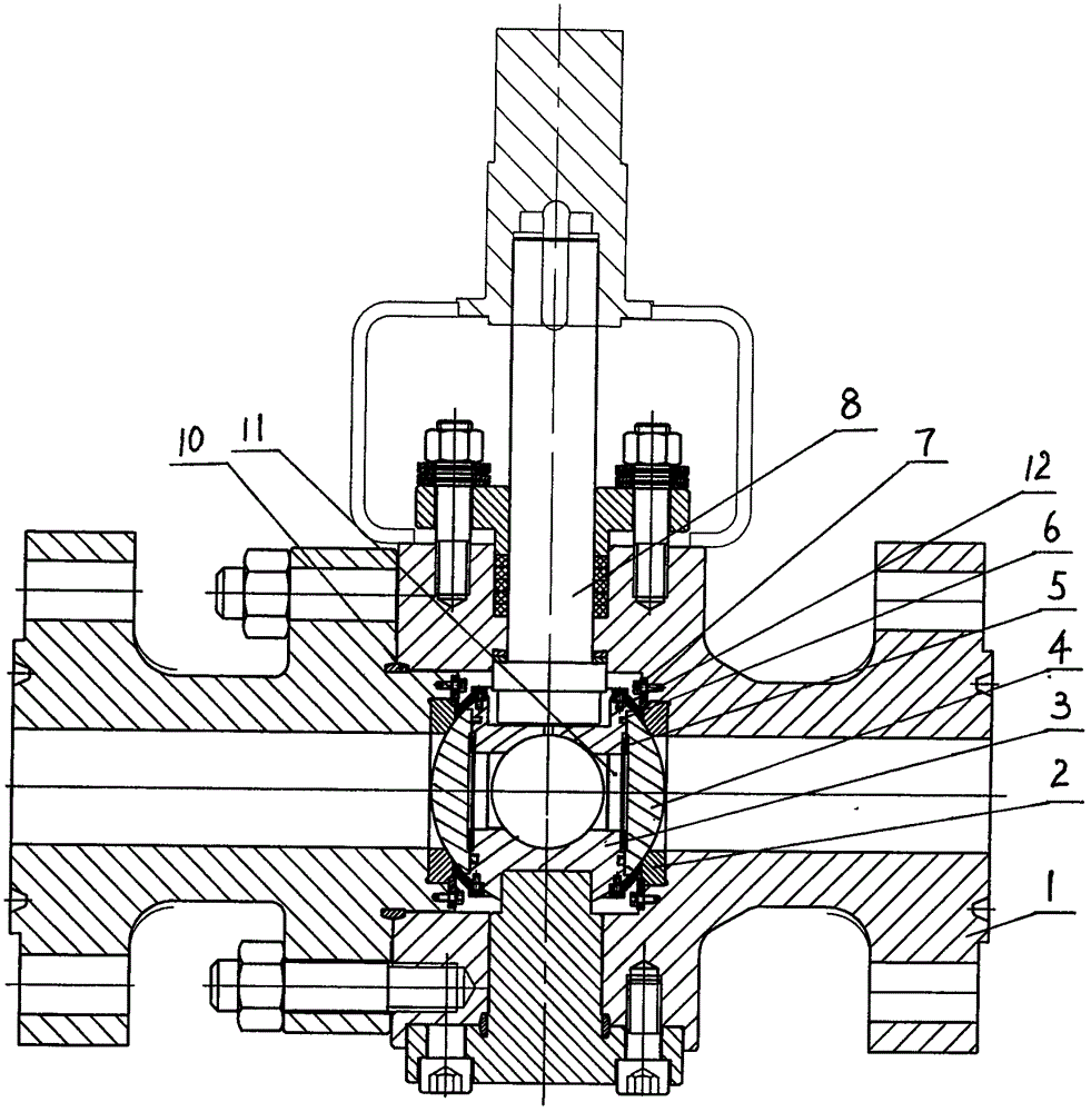 Floating spherical crown dredge type metal sealing ball valve