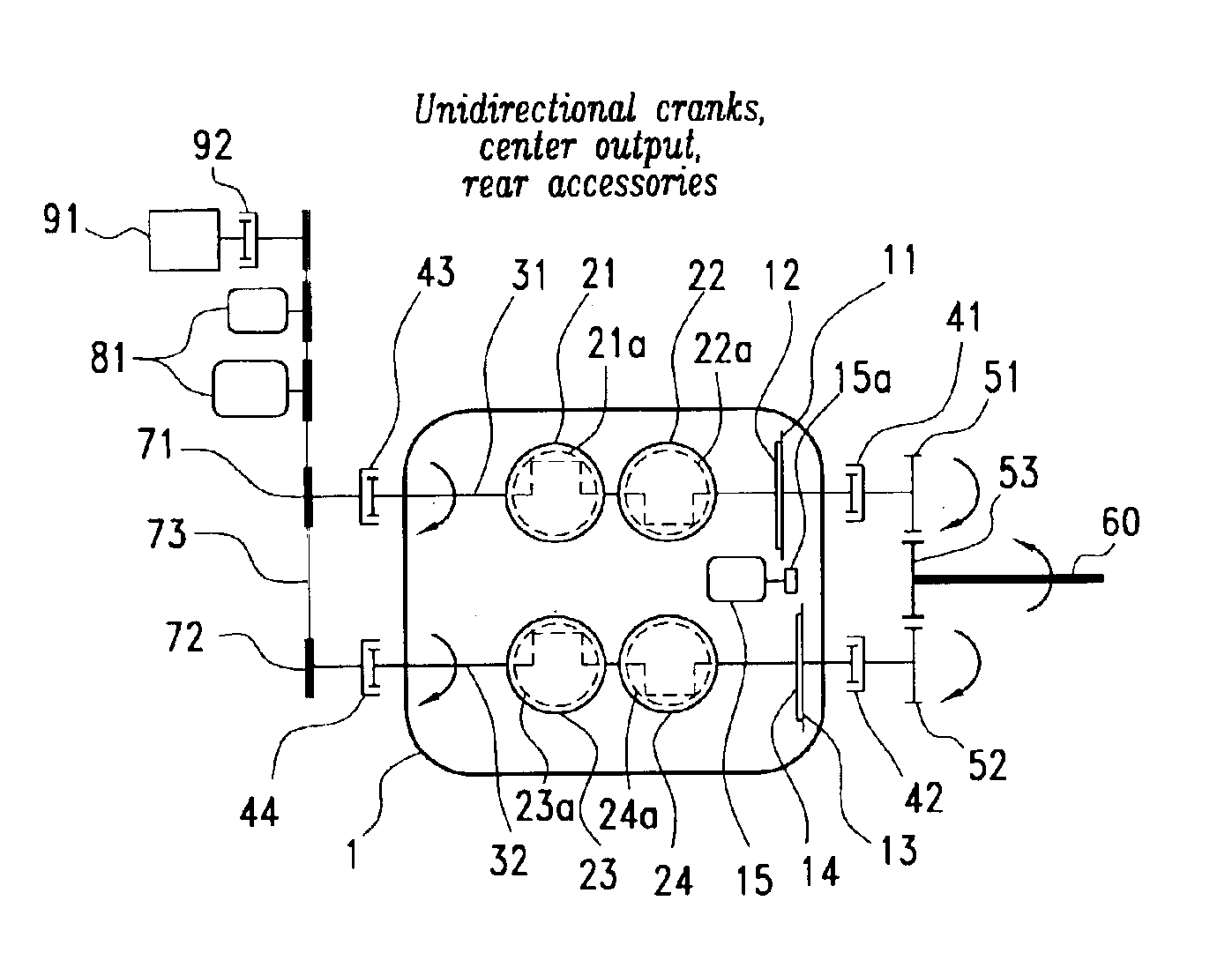 Multi-crankshaft, variable-displacement engine