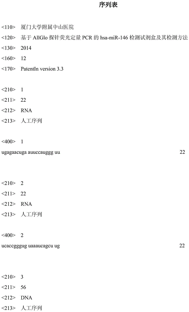 Hsa-mir-146 detection kit and detection method based on allglo probe fluorescent quantitative PCR