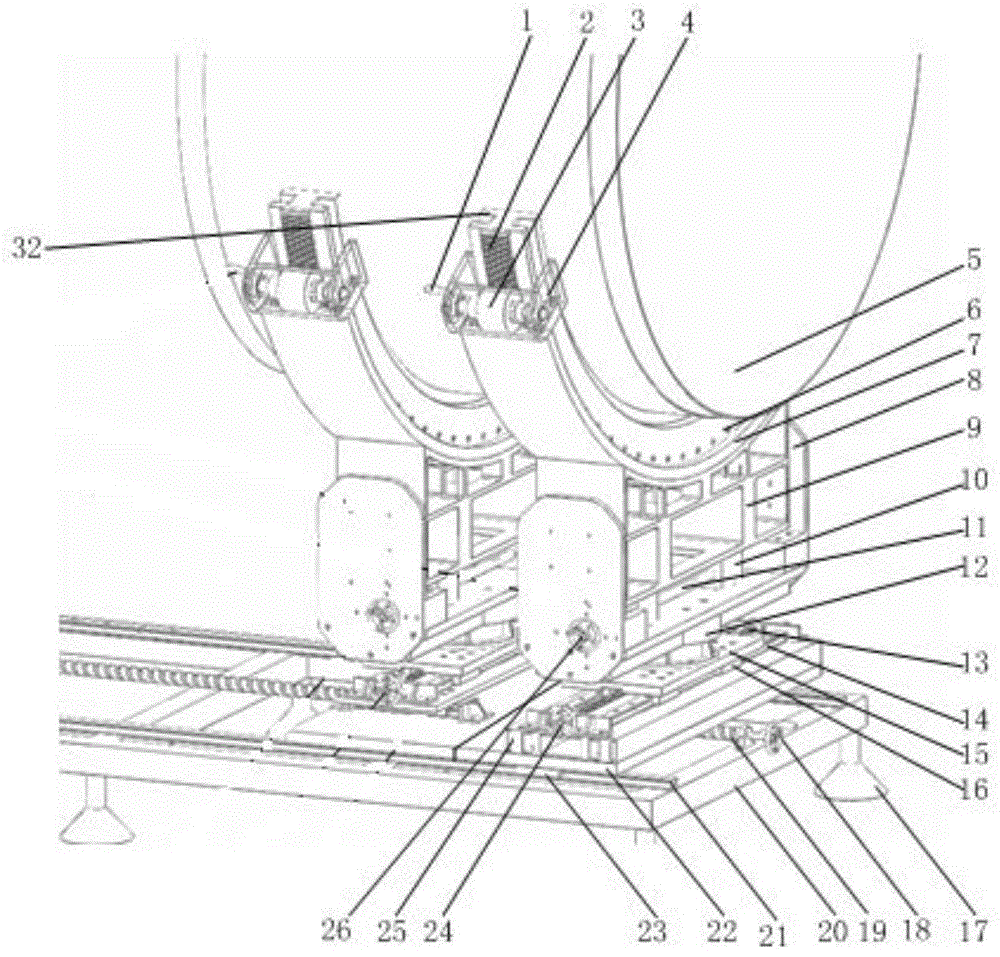 Mechanism capable of implementing six-degree-of-freedom adjustment of large workpieces