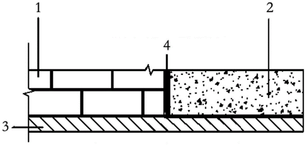 Method of preventing connecting part between concrete structure and rear filling wall from being cracked