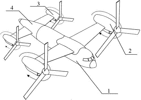 Tilting four-rotor-wing aircraft