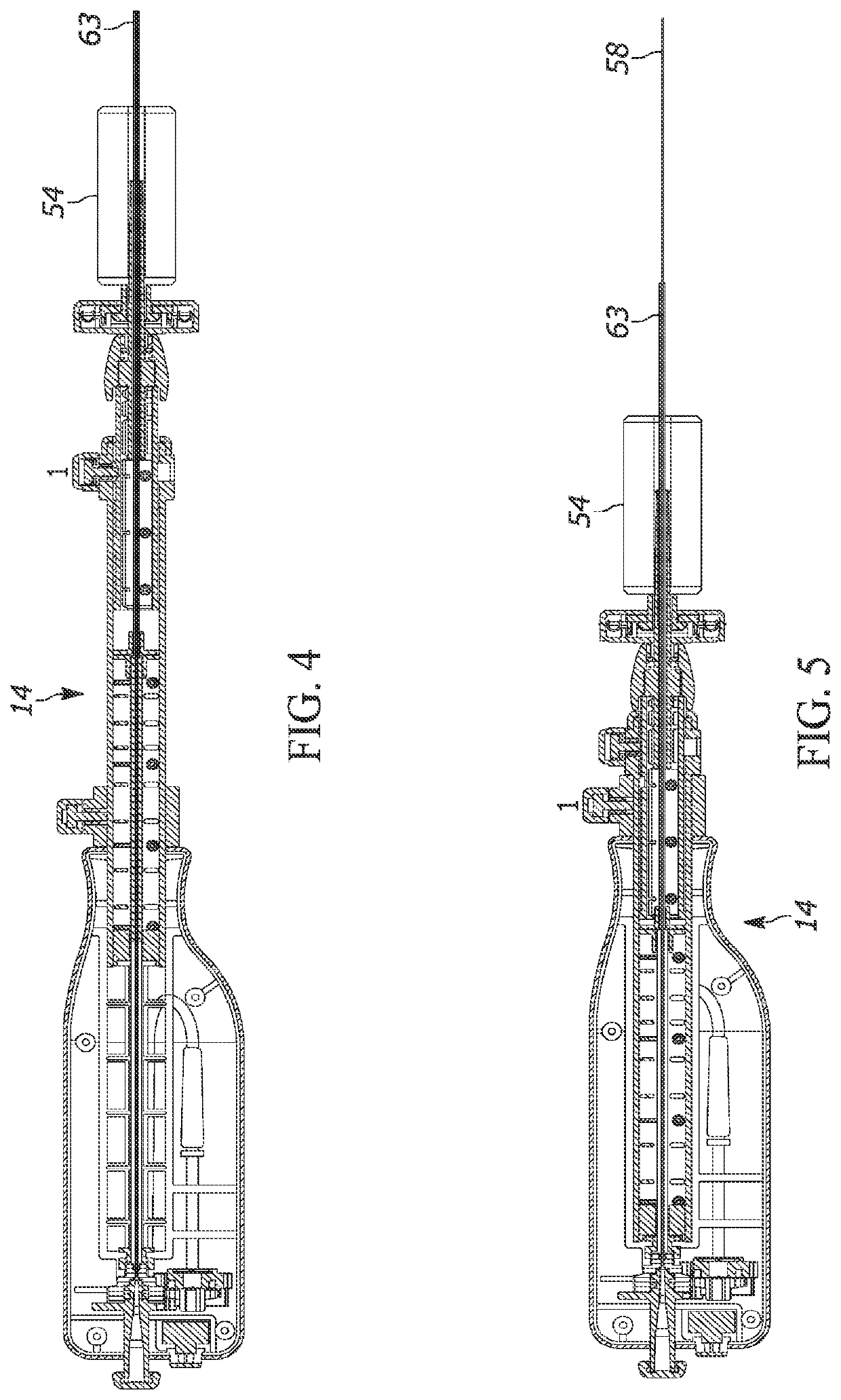 Telescoping needle assembly with rotating needle