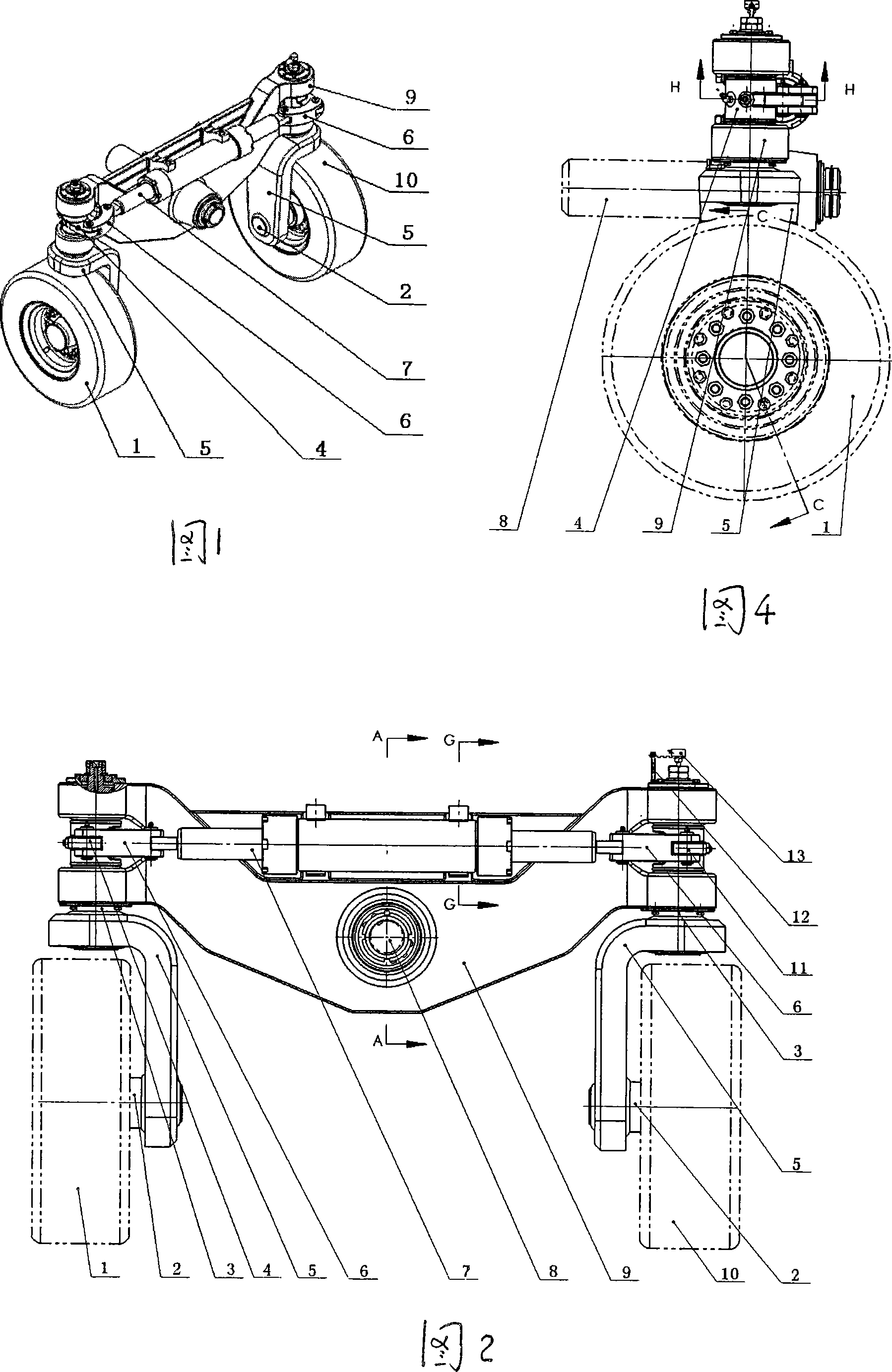 Overhead transverse hydro-cylinder forklift steering bridge