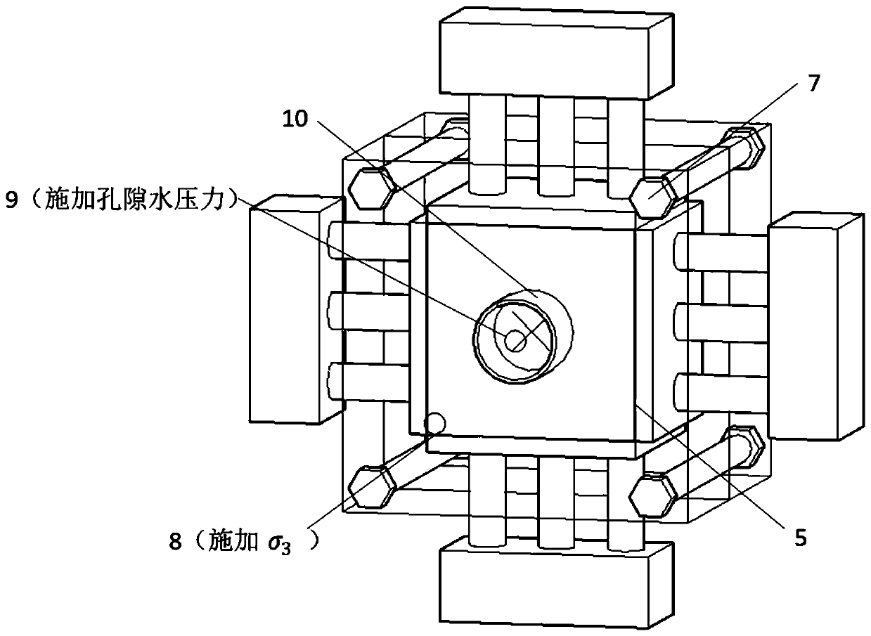 True triaxial hydraulic coupling test device for realizing visualization based on biaxial rheometer