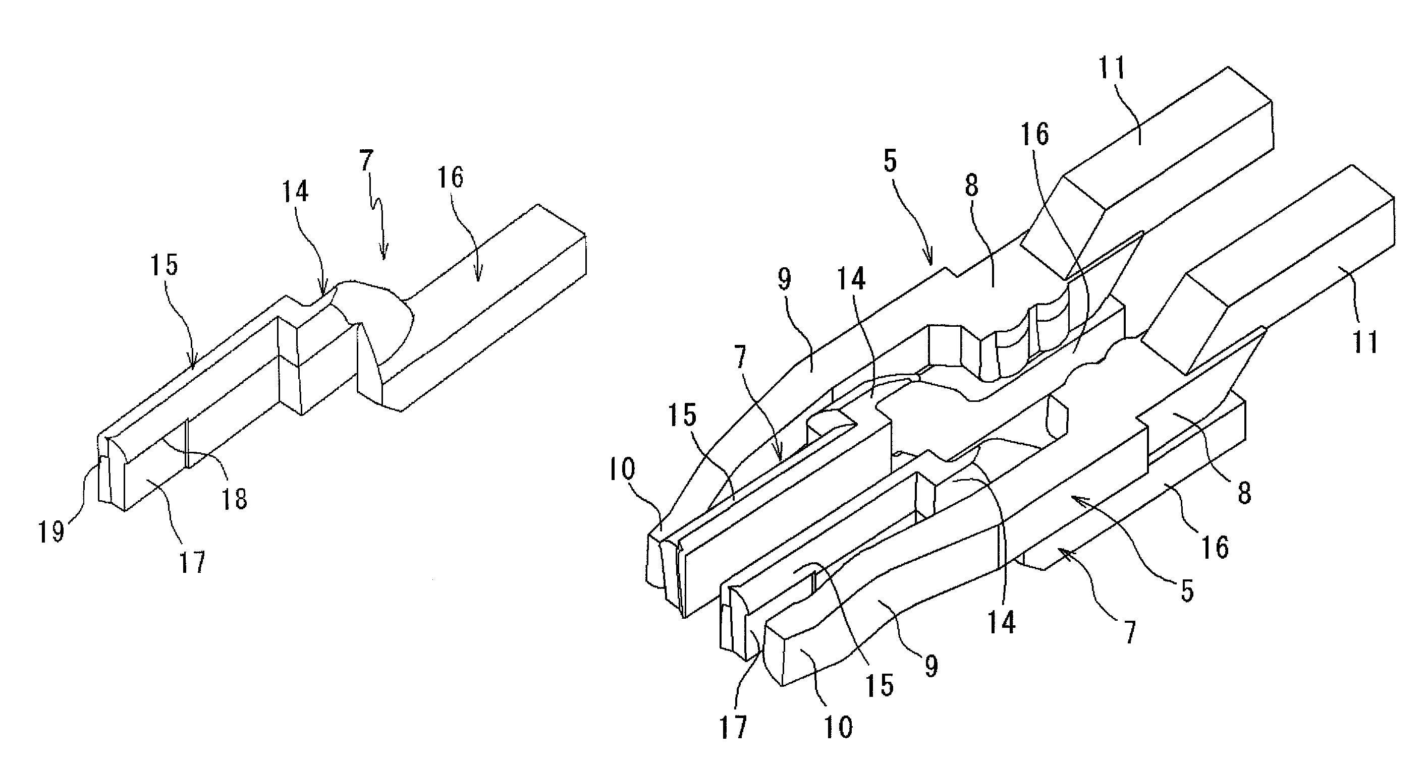 Contacts formed by electroforming and extended in direction roughly perpendicular to voltage application direction in electroperforming