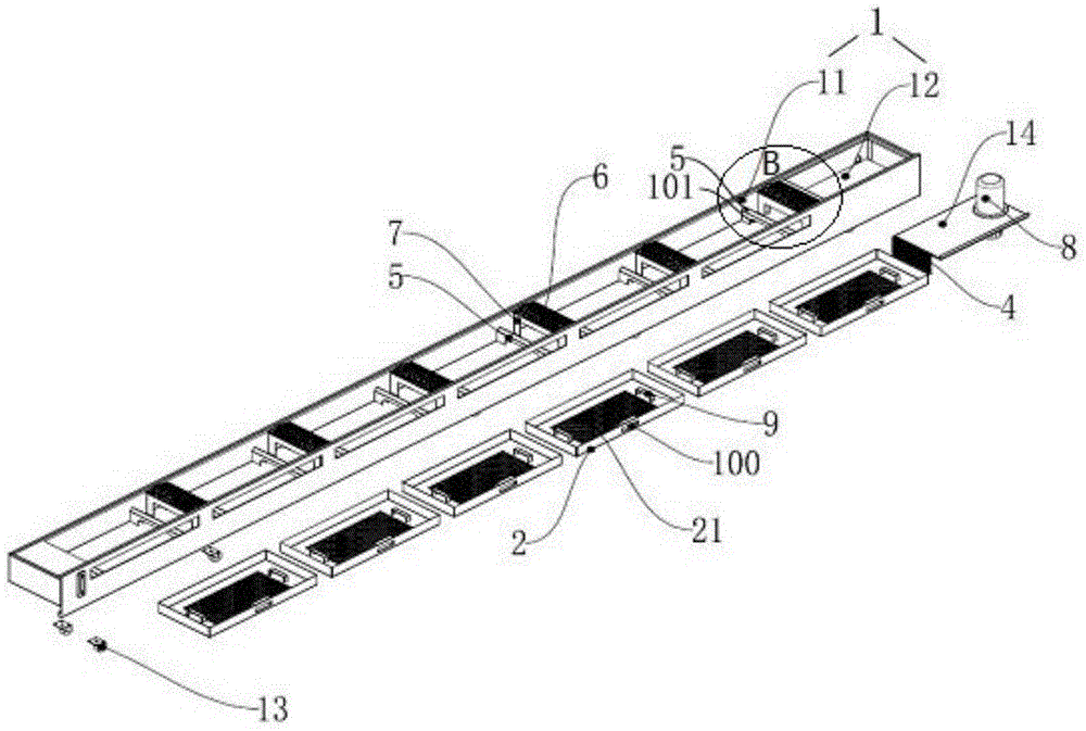 Drawer type chip removing water tank