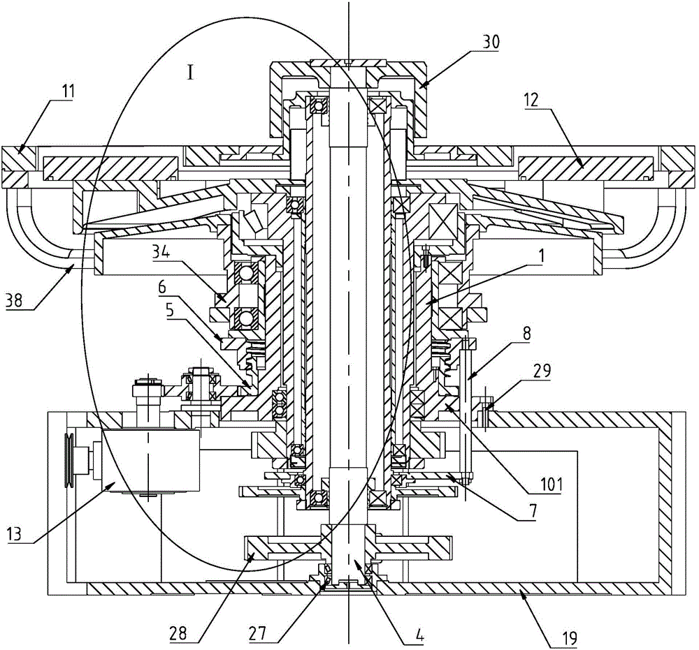 Inner and outer gear lifting system of planetary gear type two-sided lapping/polishing machine