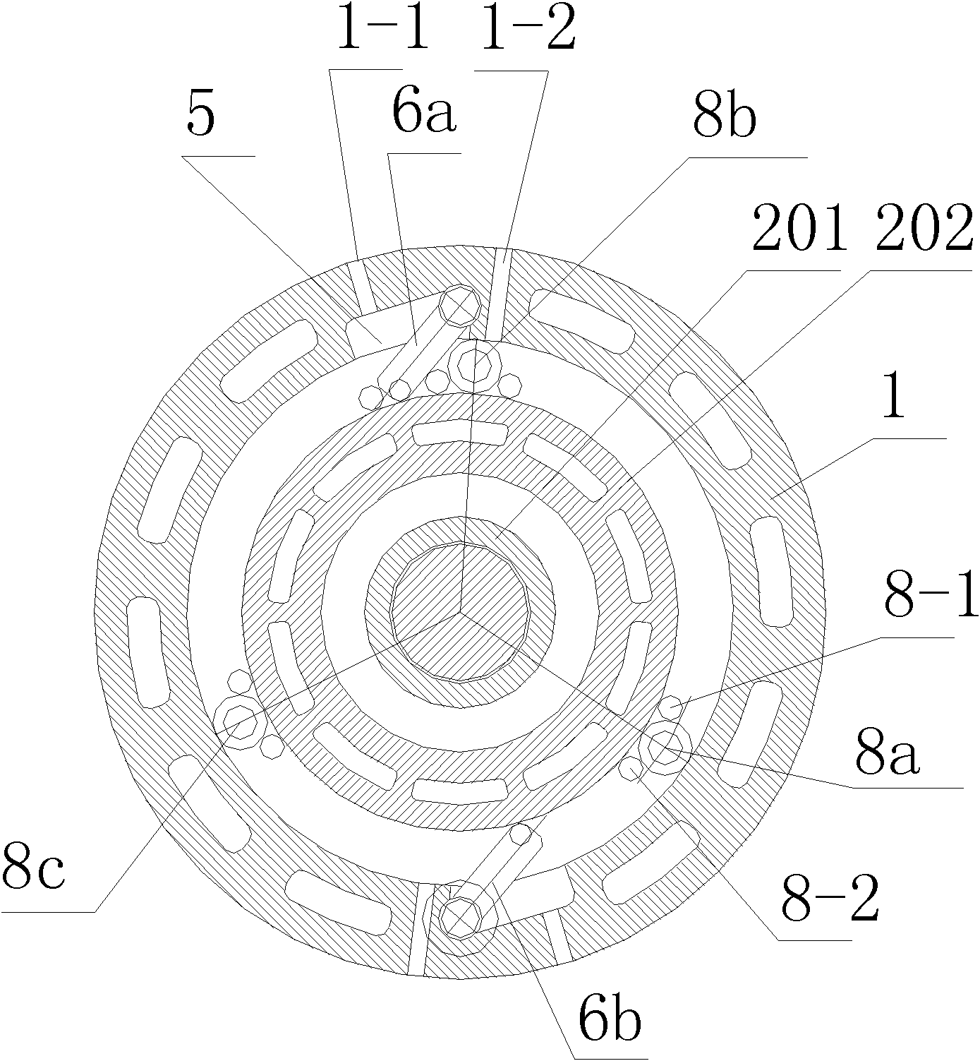 Star-spinning type rotation device with double sun wheels, engine and fluid machine